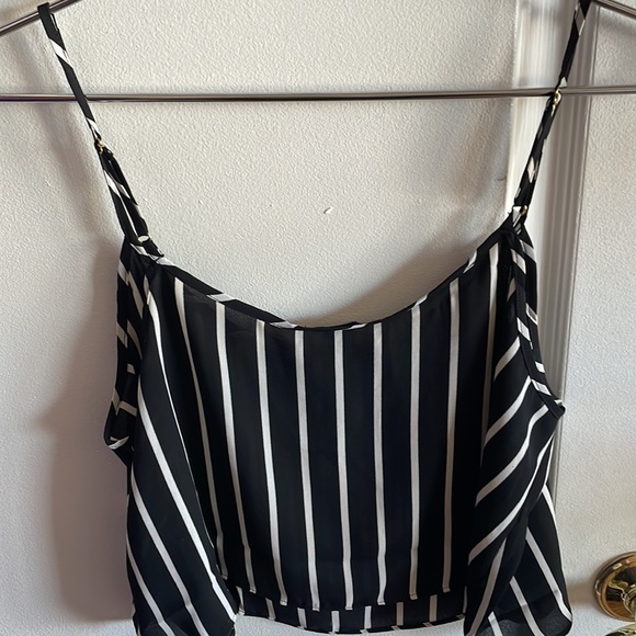 Forever 21 Black and White Stripe Cropped Tank Top - Picture 3 of 4